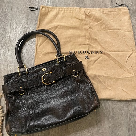 Vintage Burberry Chocolate Brown Tote Bag - Picture 1 of 11